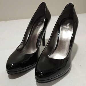 NINE WEST BLACK PATENT LEATHER POINTED TOE HIGH HEEL WTIH PLATFORM SIZE 10